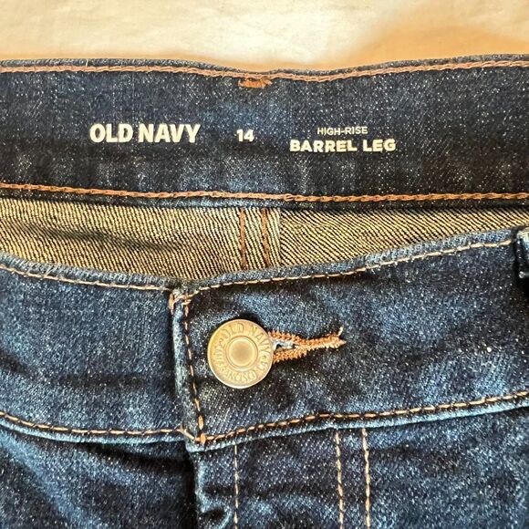 Old Navy Women's High-Waisted Barrel Ankle Jeans dark wash size 14 - Picture 8 of 14